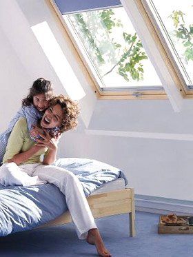 Velux skylights brightening a living space